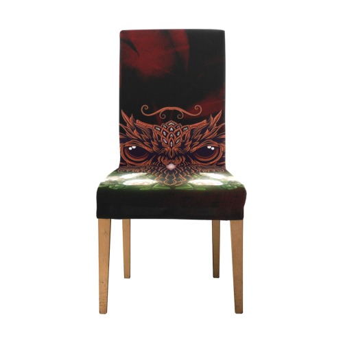 Awesome owl with flowers Removable Dining Chair Cover