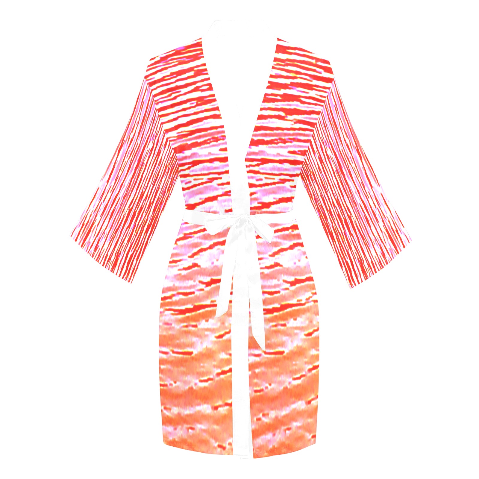 Orange and red water Long Sleeve Kimono Robe