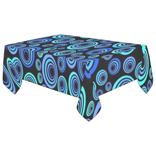Retro Psychedelic Pretty Blue Pattern Cotton Linen Tablecloth 60"x 104"