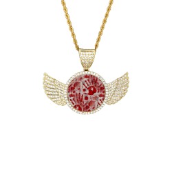 Halloween Bloody Hands by Artdream Wings Gold Photo Pendant with Rope Chain