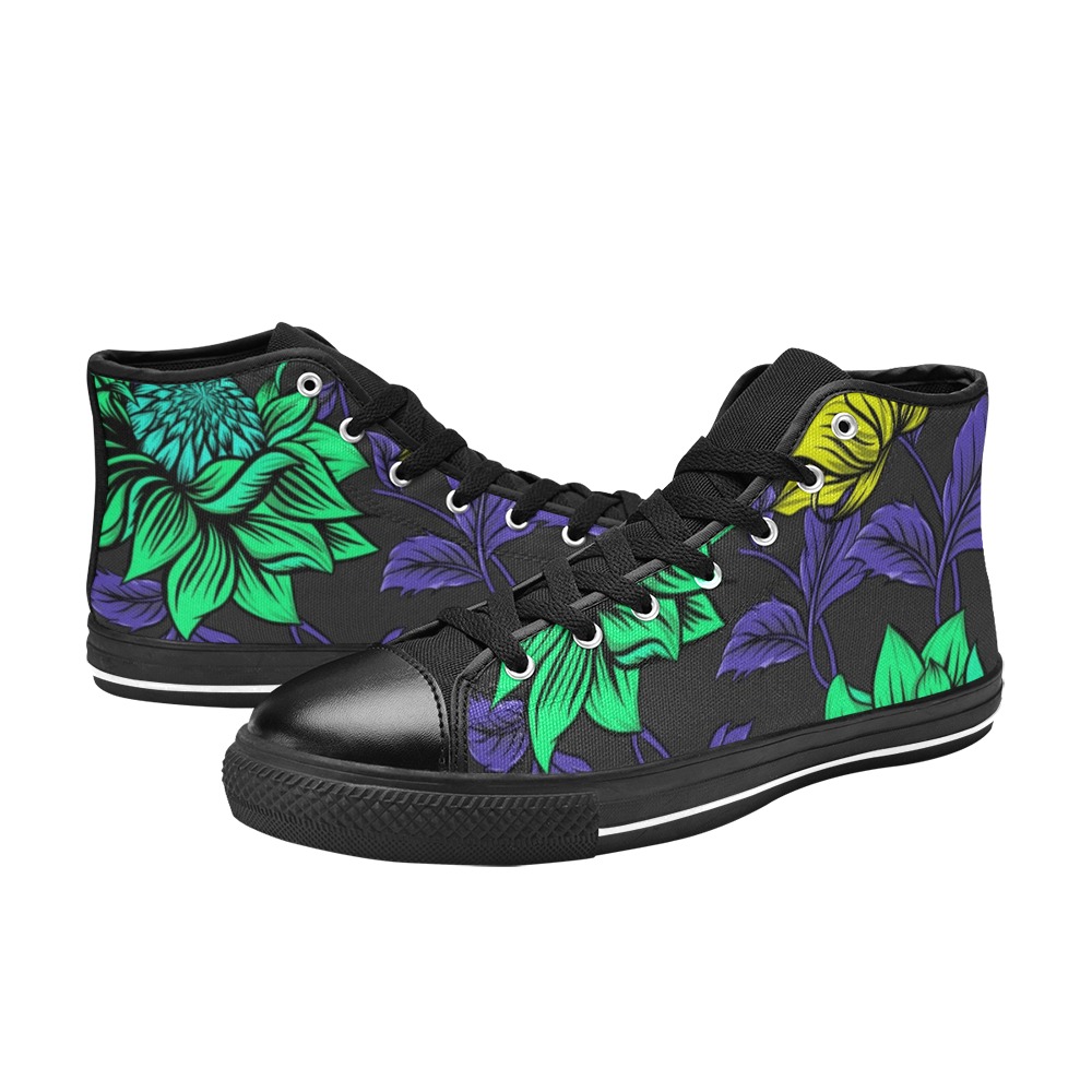 Neon Tropical Green Men’s Classic High Top Canvas Shoes (Model 017)