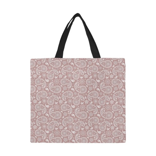 White and rose gold paisley All Over Print Canvas Tote Bag/Large (Model 1699)