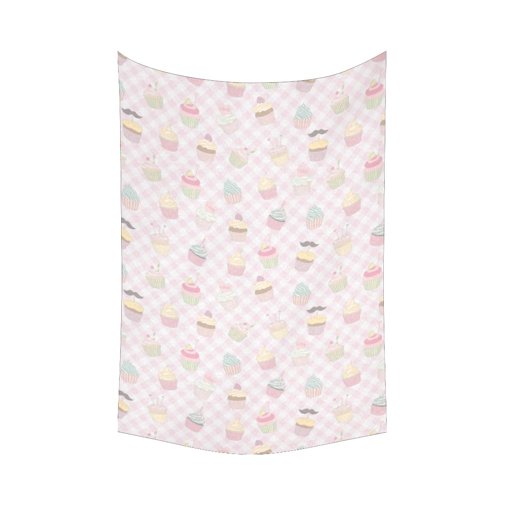 Cupcakes Cotton Linen Wall Tapestry 60"x 90"