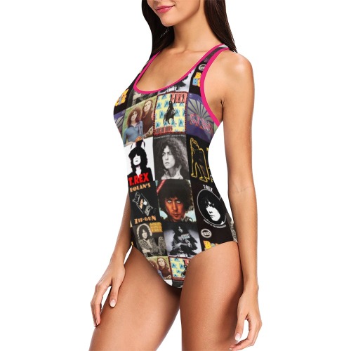 Album Art Fuchsia Trim Marc Bolan & T.Rex Swim Suit Vest One Piece Swimsuit (Model S04)