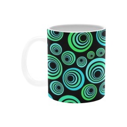 Retro Psychedelic Pretty Green Pattern White Mug(11OZ)