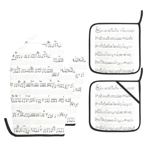 Handwritten Sheet Music Song Musical Notes oven mitt and potholder Oven Mitt & Pot Holder