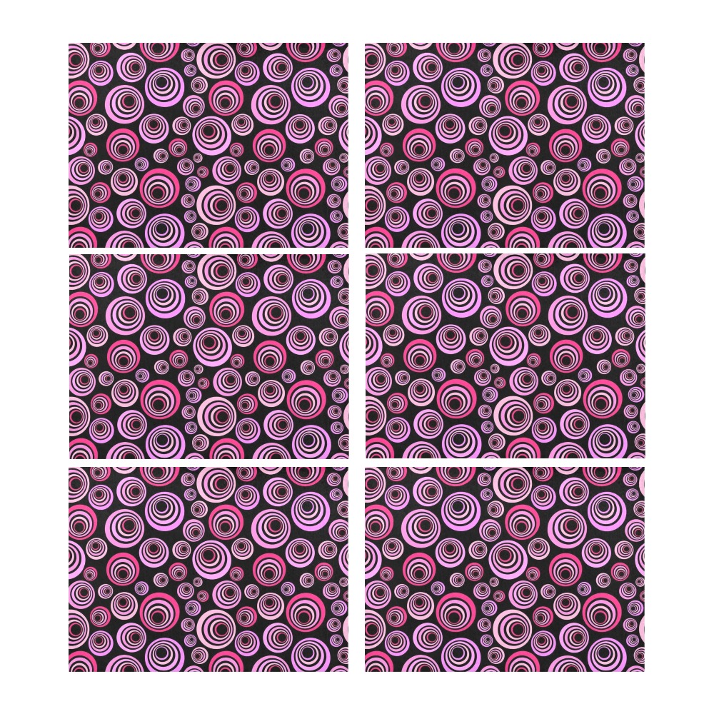 Retro Psychedelic Pretty Pink Pattern Placemat 14’’ x 19’’ (Set of 6)