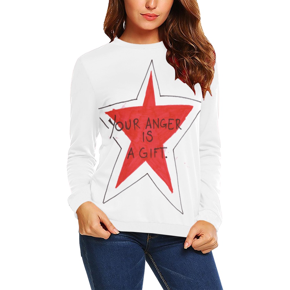 anger long sleeve All Over Print Crewneck Sweatshirt for Women (Model H18)
