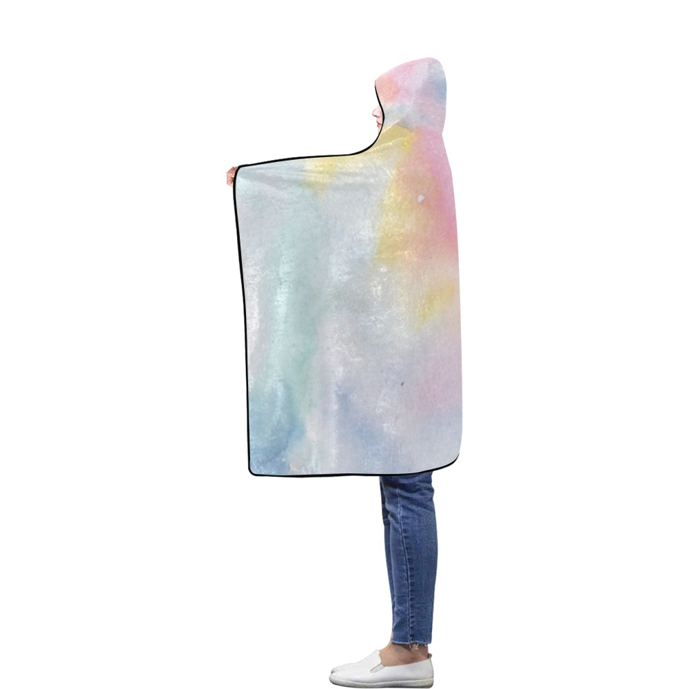 Colorful watercolor Flannel Hooded Blanket 40''x50''