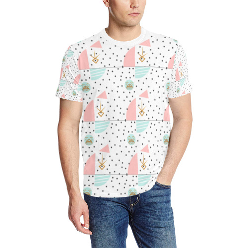 pinka Men's All Over Print T-Shirt (Solid Color Neck) (Model T63)
