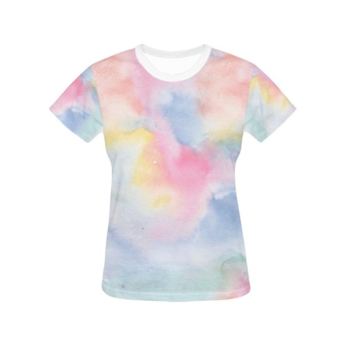 Colorful watercolor All Over Print T-Shirt for Women (USA Size) (Model T40)