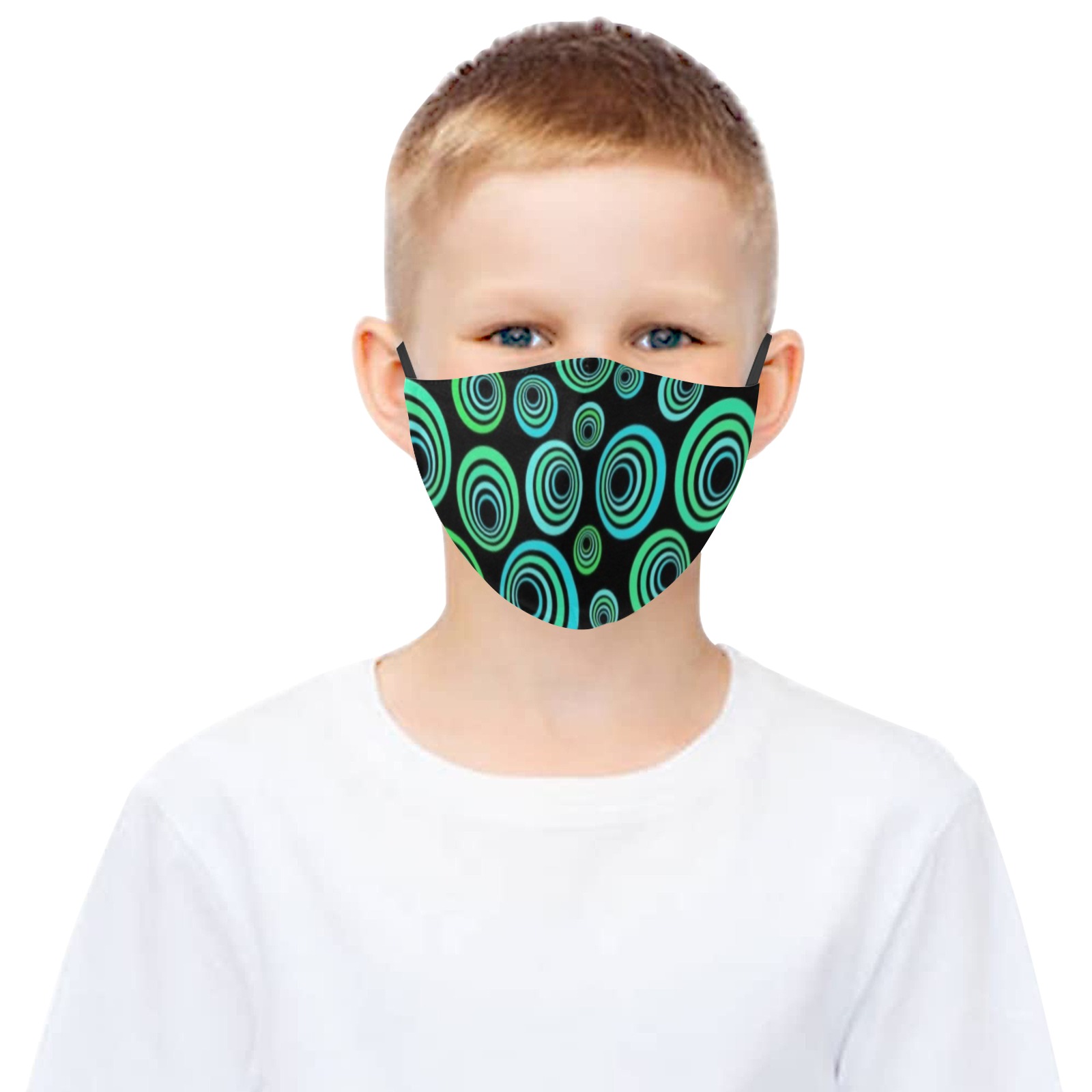 Retro Psychedelic Pretty Green Pattern 3D Mouth Mask with Drawstring (Pack of 100) (Model M04)