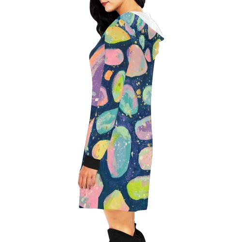 Colorful Stone All Over Print Hoodie Mini Dress (Model H27)