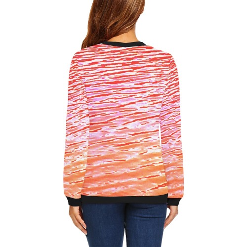 Orange and red water All Over Print Crewneck Sweatshirt for Women (Model H18)