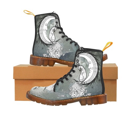 Wonderful peacock on the moon Martin Boots For Men Model 1203H