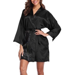 Black Rose Long Sleeve Kimono Robe