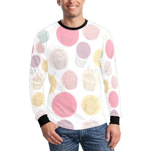 Colorful Cupcakes Men's All Over Print Long Sleeve T-shirt (Model T51)