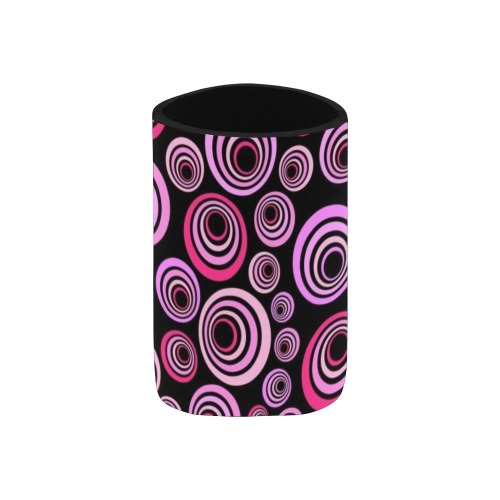 Retro Psychedelic Pretty Pink Pattern Neoprene Can Cooler 4" x 2.7" dia.