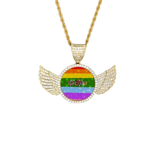 Pride Proud by Nico Bielow Wings Gold Photo Pendant with Rope Chain