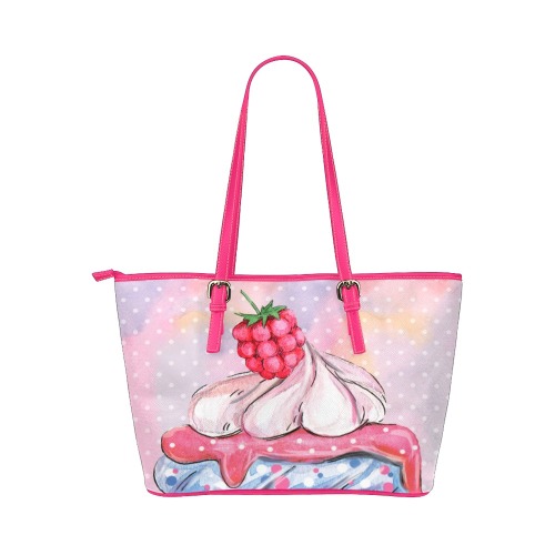 cupcake Leather Tote Bag/Small (Model 1651)