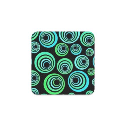Retro Psychedelic Pretty Green Pattern Square Coaster