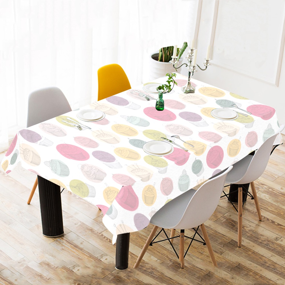 Colorful Cupcakes Cotton Linen Tablecloth 60"x 104"