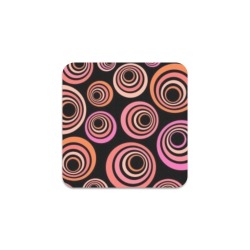 Retro Psychedelic Pretty Orange Pattern Square Coaster