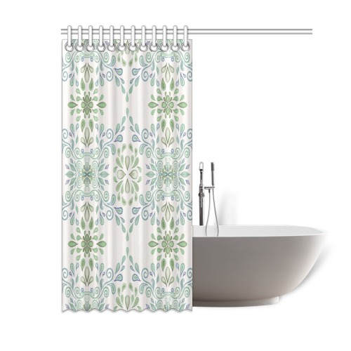 Blue and Green watercolor pattern Shower Curtain 60"x72"