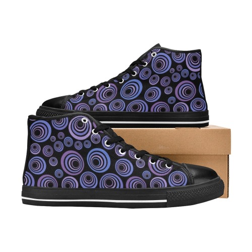 Retro Psychedelic Pretty Purple Pattern Men’s Classic High Top Canvas Shoes (Model 017)