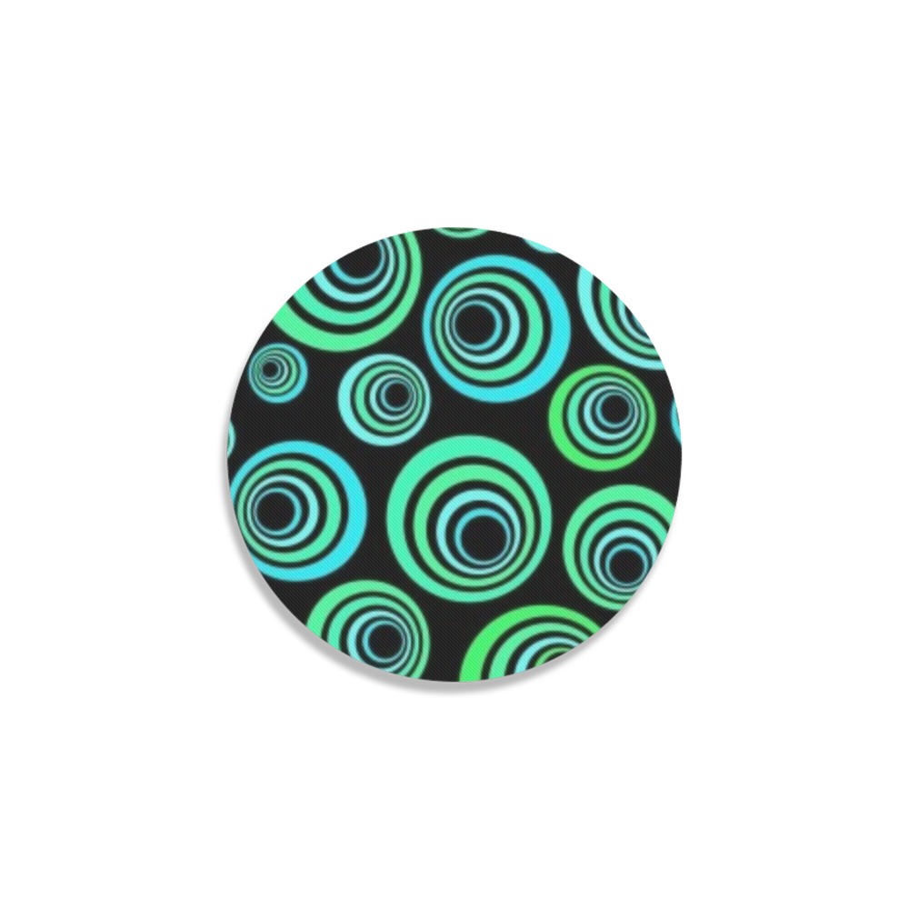 Retro Psychedelic Pretty Green Pattern Round Coaster