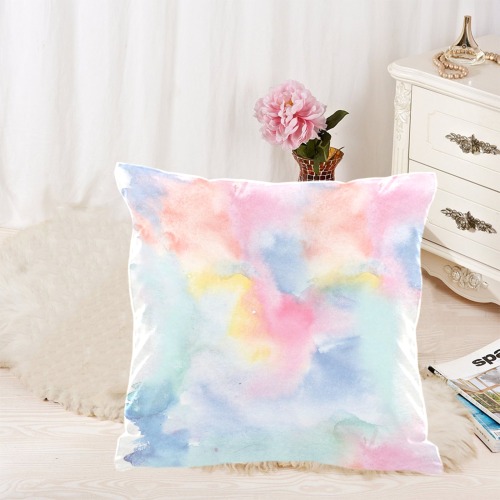 Colorful watercolor Custom  Pillow Case 18"x18" (one side) No Zipper