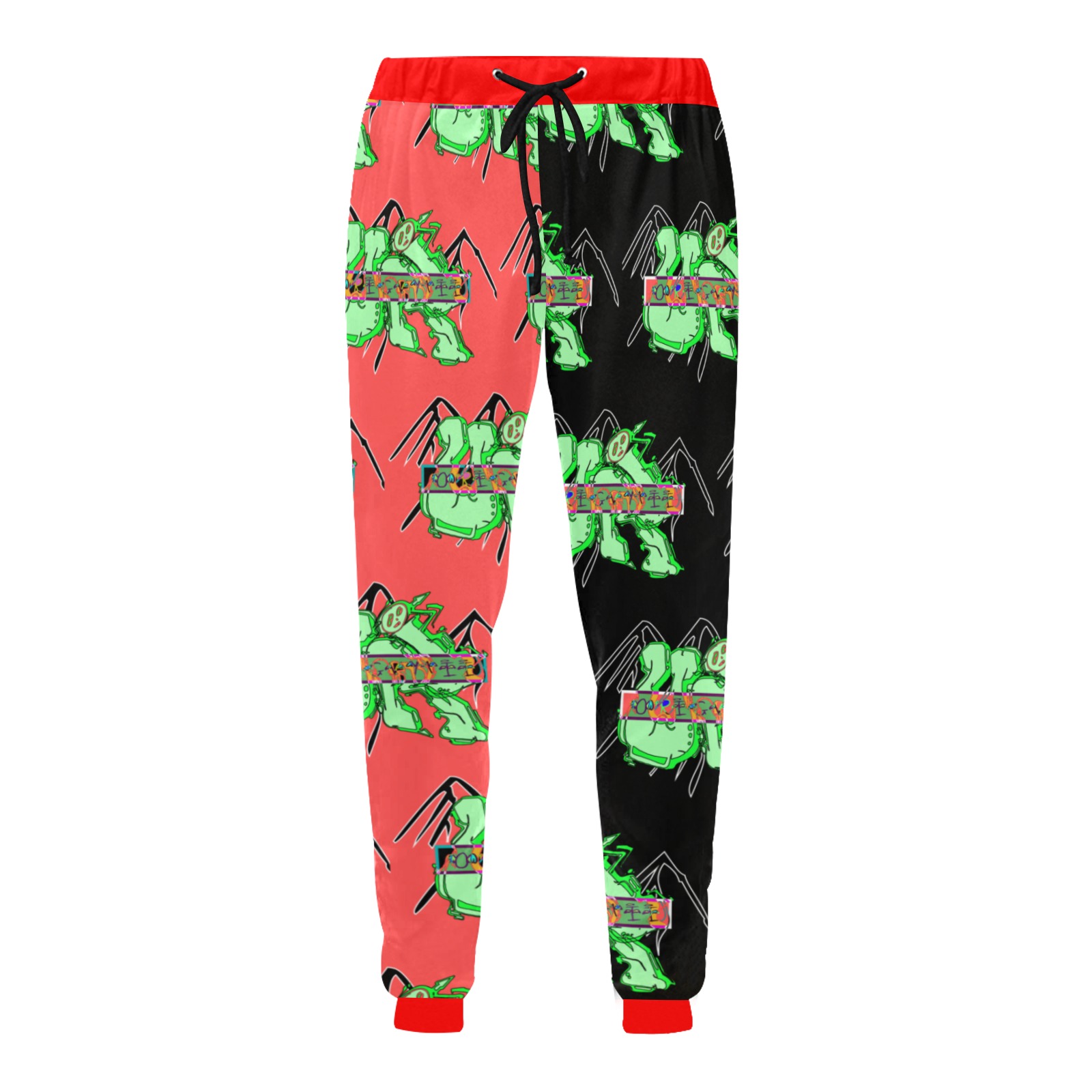 URI glitch FRABRIC red Men's All Over Print Sweatpants (Model L11)