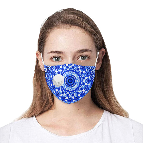 Blue Mandala Mehndi Style G403 3D Mouth Mask with Breathing Valve (Model M04)