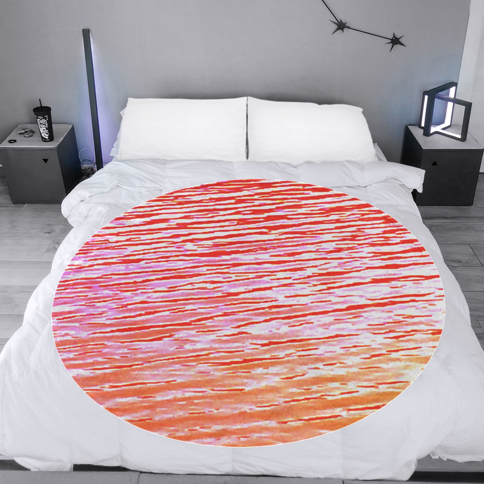 Orange and red water Circular Ultra-Soft Micro Fleece Blanket 60"