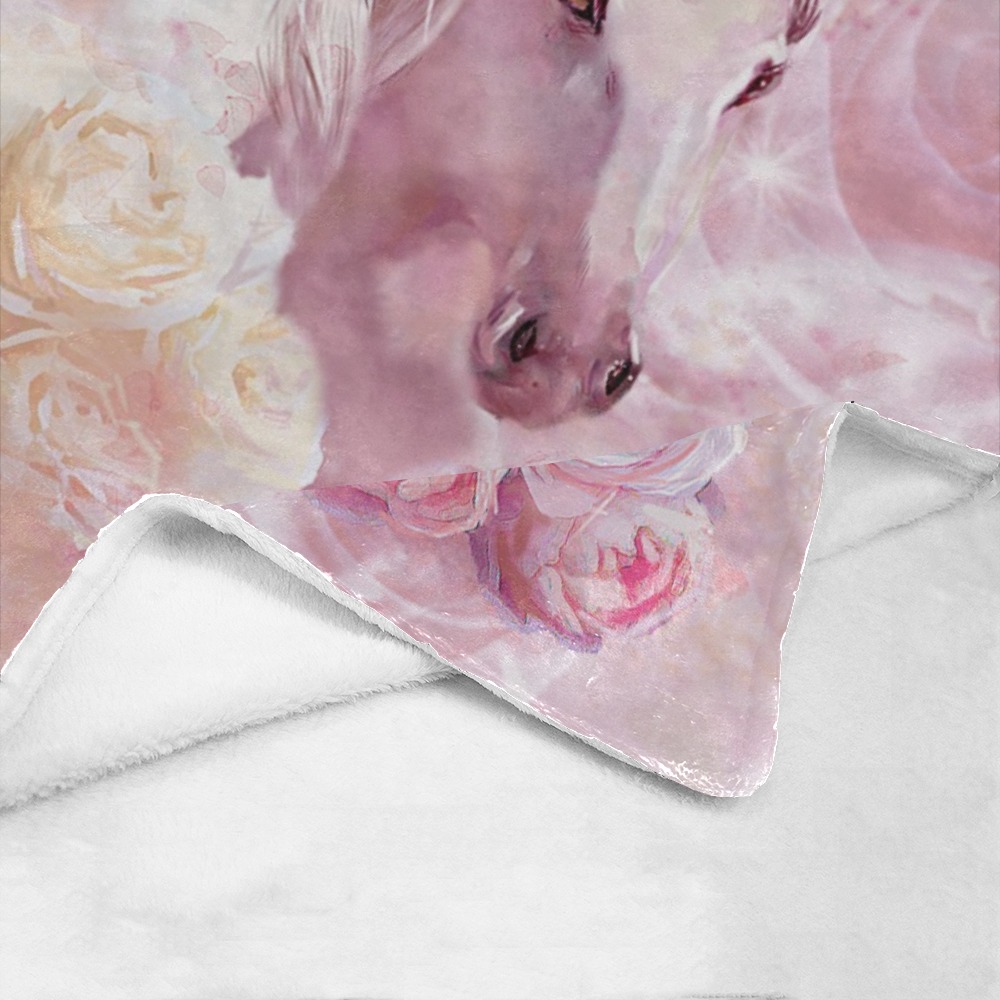 Unicorn and Pink Roses Ultra-Soft Micro Fleece Blanket 30''x40''