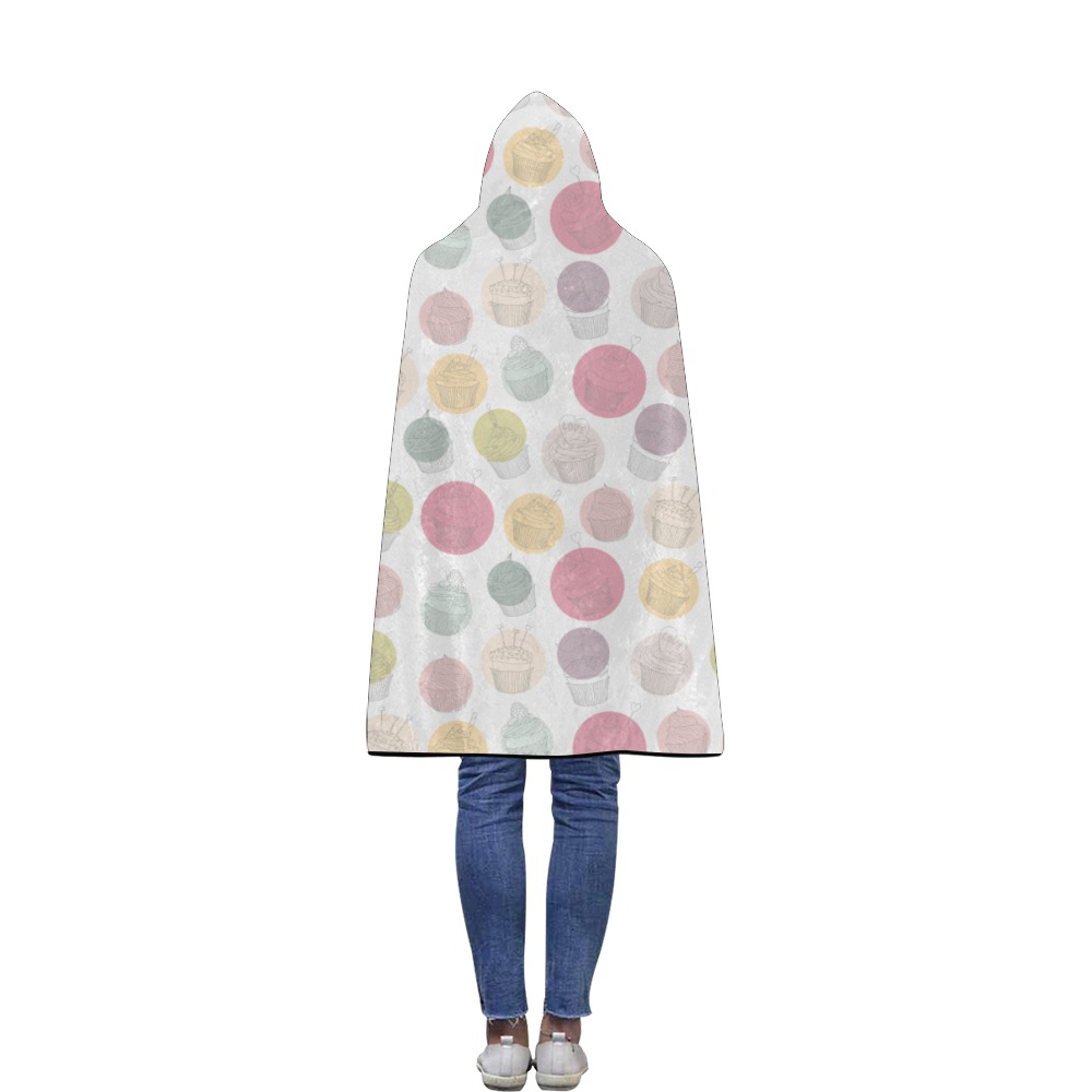 Colorful Cupcakes Flannel Hooded Blanket 40''x50''