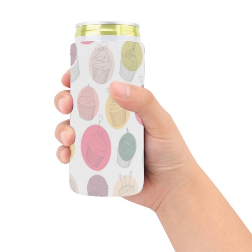 Colorful Cupcakes Neoprene Can Cooler 5" x 2.3" dia.