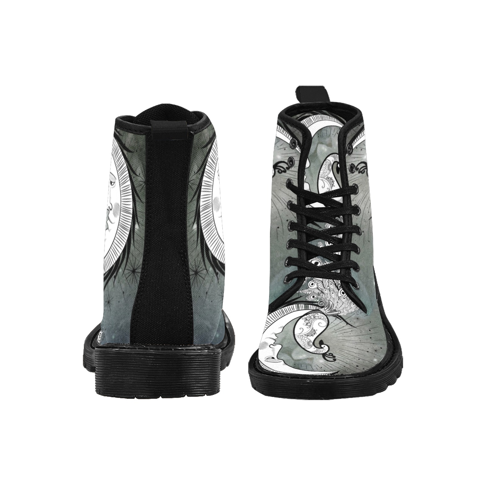 Wonderful peacock on the moon Martin Boots for Men (Black) (Model 1203H)