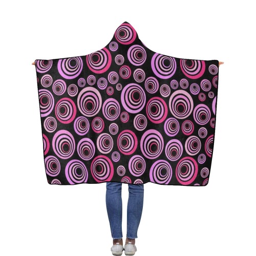 Retro Psychedelic Pretty Pink Pattern Flannel Hooded Blanket 50''x60''