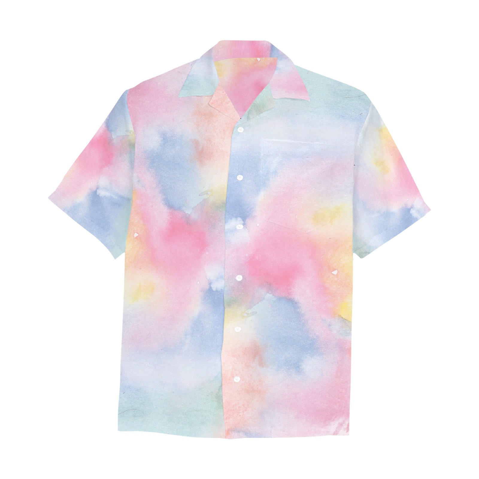 Colorful watercolor Hawaiian Shirt with Chest Pocket (Model T58)
