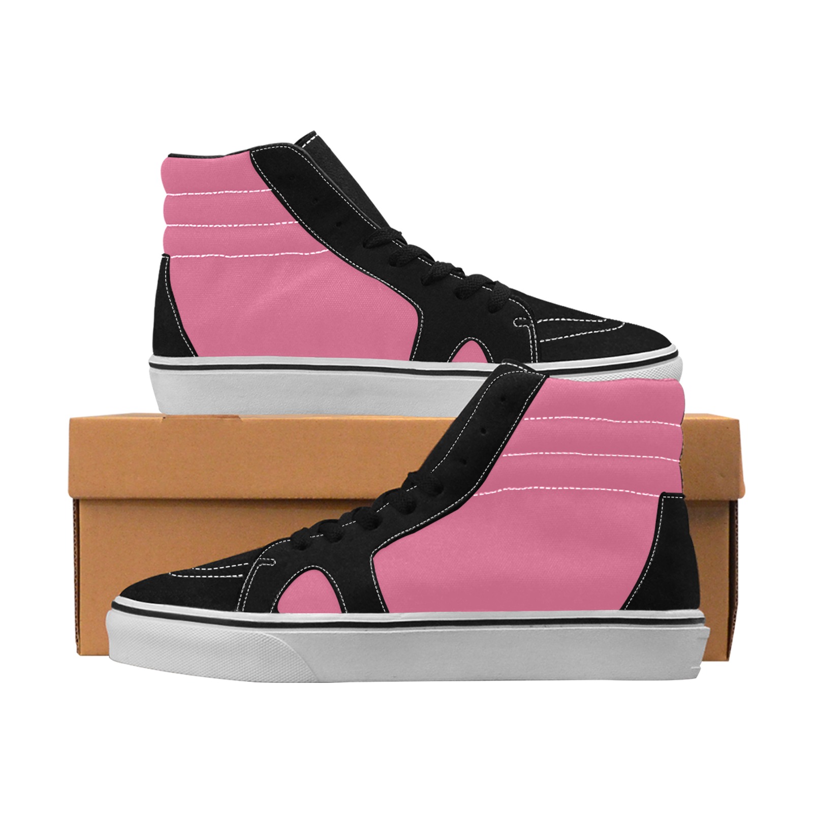 color pale violet red Women's High Top Skateboarding Shoes (Model E001-1)
