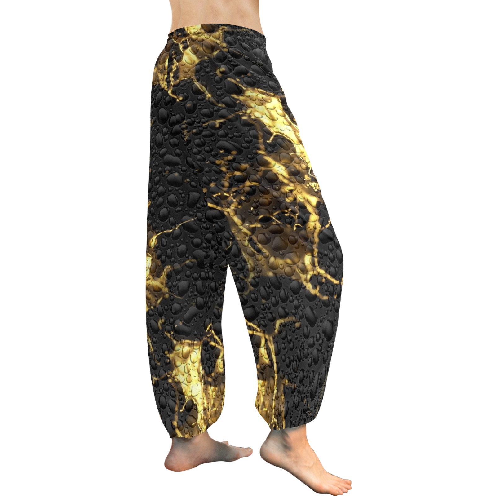 Golden Drops by Nico Bielow Women's All Over Print Harem Pants (Model L18)