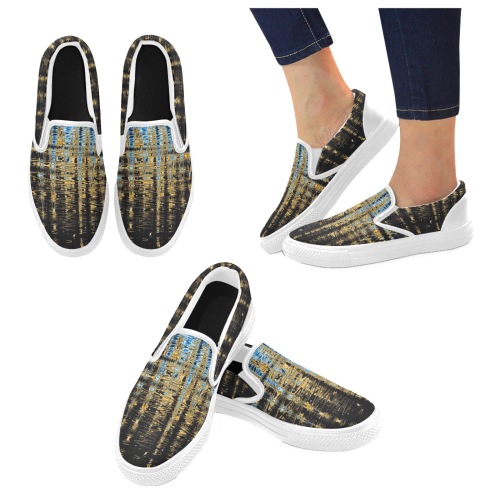 Milan Gold Men's Unusual Slip-on Canvas Shoes (Model 019)