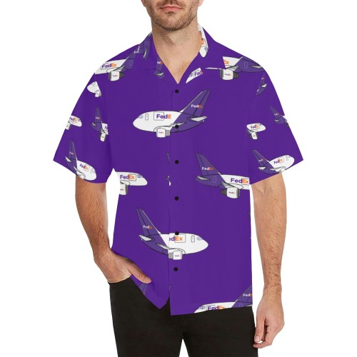 757 767 FedEx Hawaiian Purple Hawaiian Shirt (Model T58)