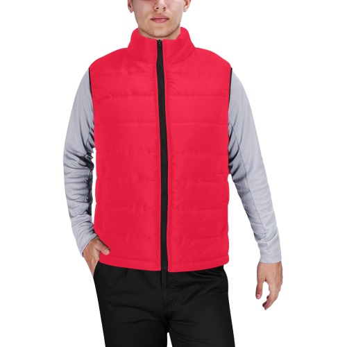 color Spanish red Men's Padded Vest Jacket (Model H44)