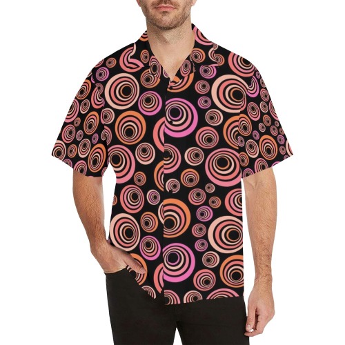 Retro Psychedelic Pretty Orange Pattern Hawaiian Shirt (Model T58)