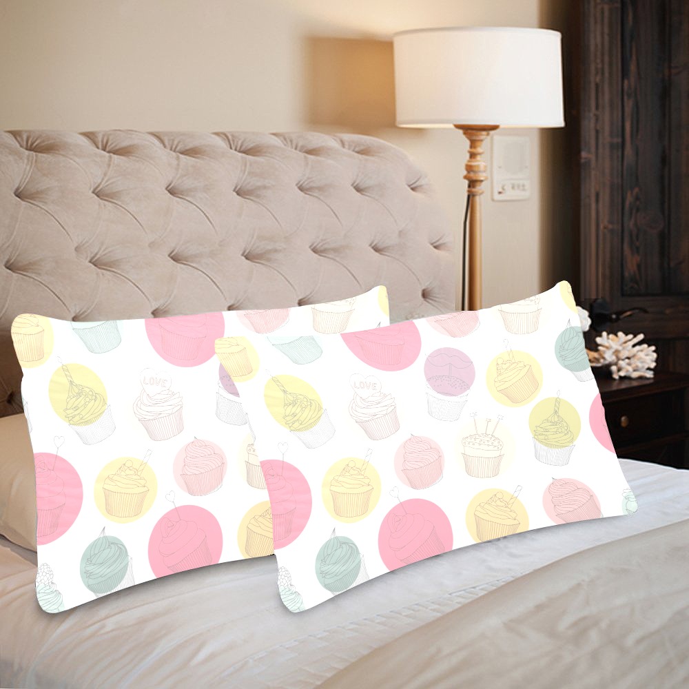 Colorful Cupcakes Custom Pillow Case 20"x 30" (One Side) (Set of 2)