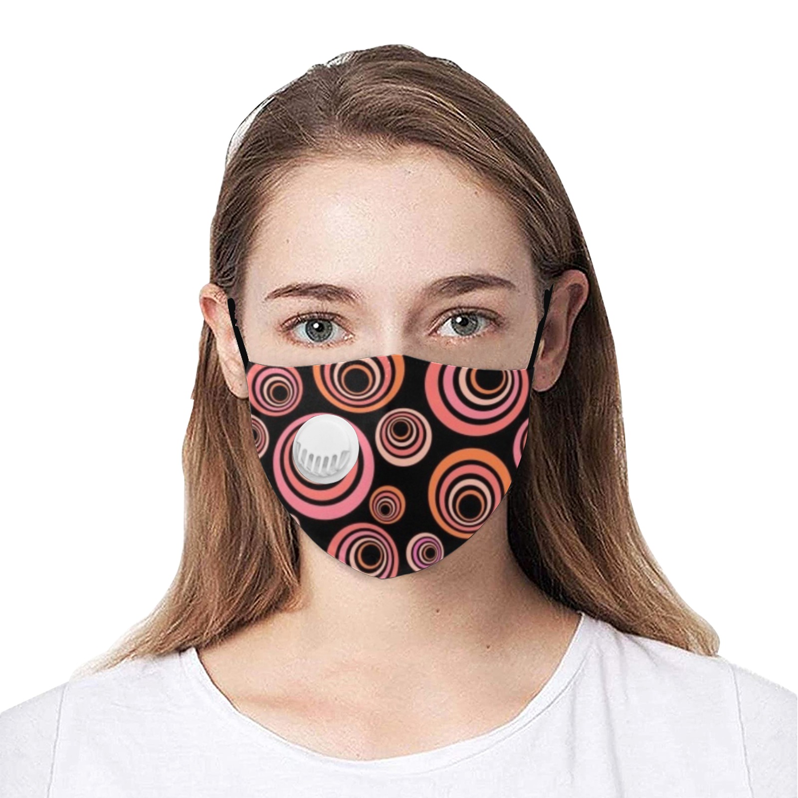 Retro Psychedelic Pretty Orange Pattern 3D Mouth Mask with Breathing Valve (Model M04)