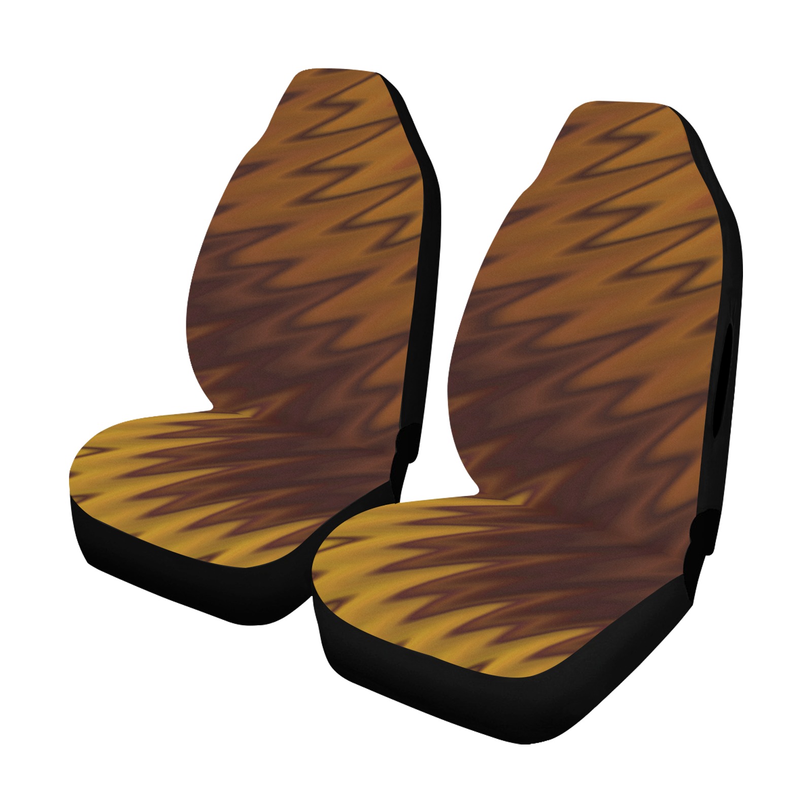 Yellow/Brown Diagonal Abstract Car Seat Cover Airbag Compatible (Set of 2)