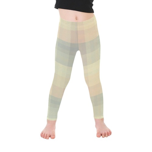 Candy Sweet Pastel Pattern Checkers Kid's Ankle Length Leggings (Model L06)